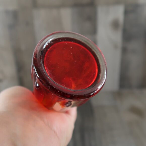 Vintage Swung Glass Red Finger Vase Viking Stretch 9.5" Art Deco - Picture 4 of 6